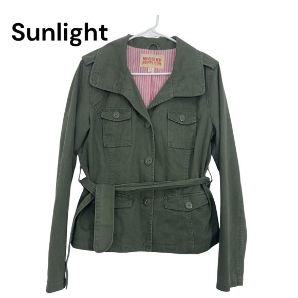 Mossimo Supply Co. Y2k Womens Green Button Up Utility Jacket SZ L Multi Pockets - Picture 1 of 13